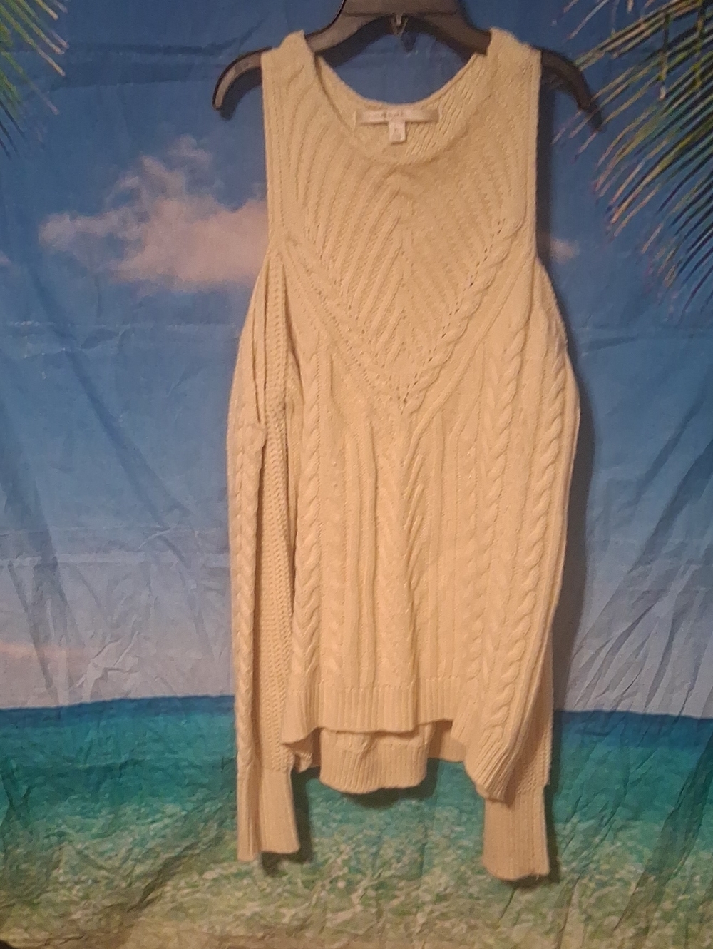 LC Lauren Conrad Cream Cable-Knit Off-the-Shoulder Sweater